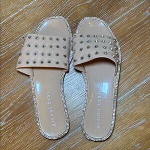 Gianni Bini Nude Studded Slide Sandals